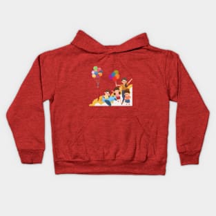 Kids playing with balloons Kids Hoodie